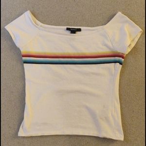 White Off Shoulders Crop Too with Colors